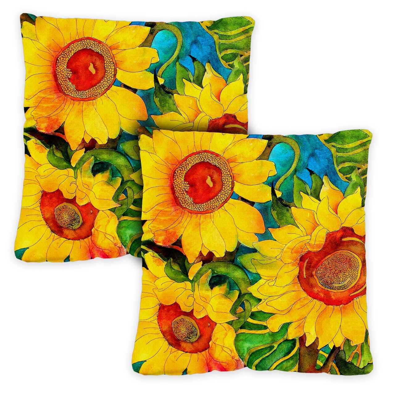 Sunny Sunflowers Decorative Spring Indoor/Outdoor Pillow Cover (set of 2)